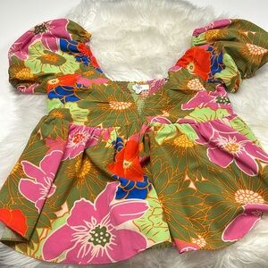 Entro Tropical Short Sleeve Top Size Medium